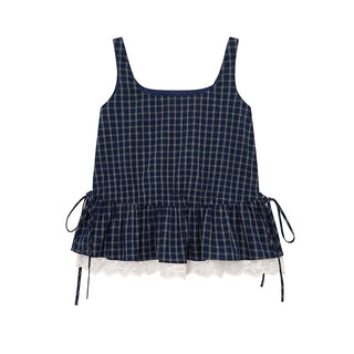 lace plaid vest