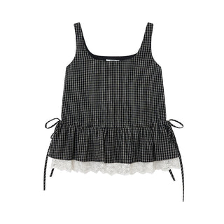 lace plaid vest