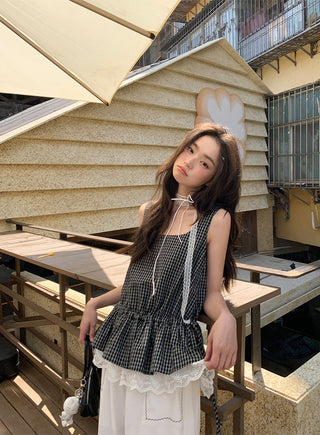lace plaid vest