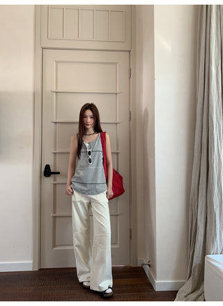 gray embroidered vest