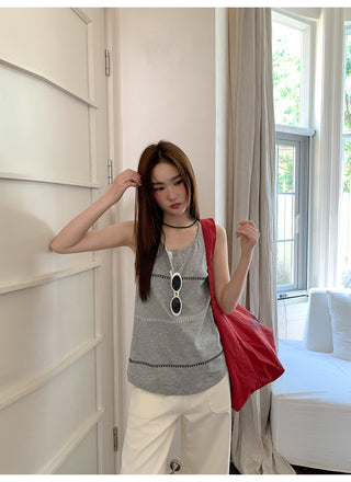 gray embroidered vest