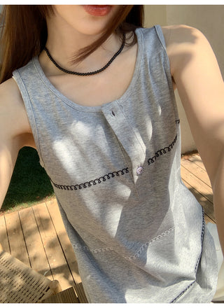 gray embroidered vest