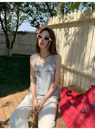 gray embroidered vest