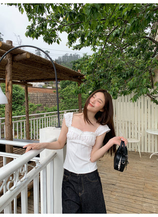 pleated lace vest