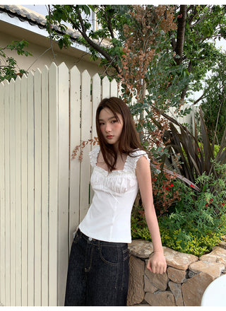 pleated lace vest