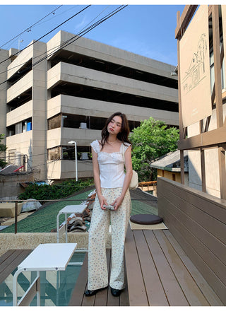 pleated lace vest