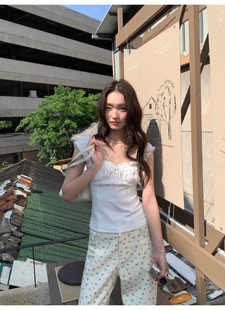 pleated lace vest