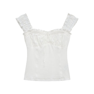 pleated lace vest