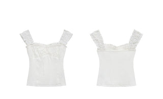 pleated lace vest