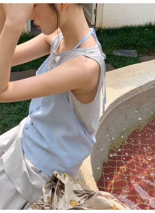 contrast halter vest