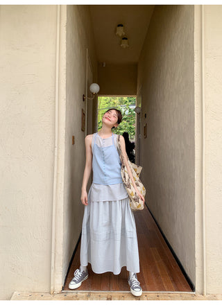 contrast halter vest