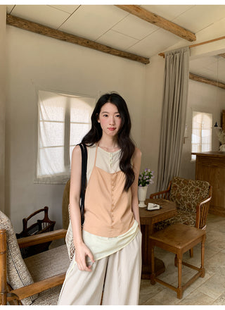 contrast halter vest
