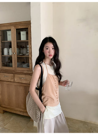 contrast halter vest