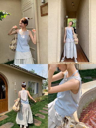 contrast halter vest