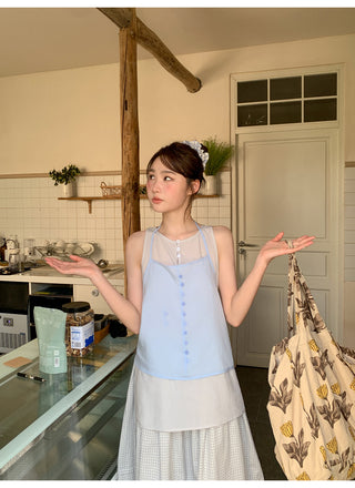 contrast halter vest
