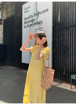 split puff dress