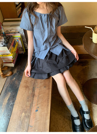 quilted A-line skirt