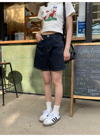 dark denim shorts