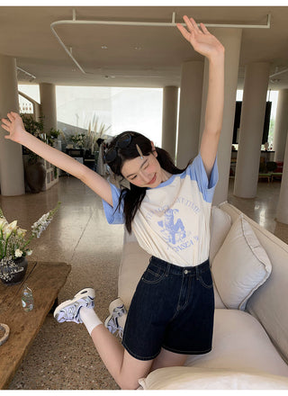 dark denim shorts