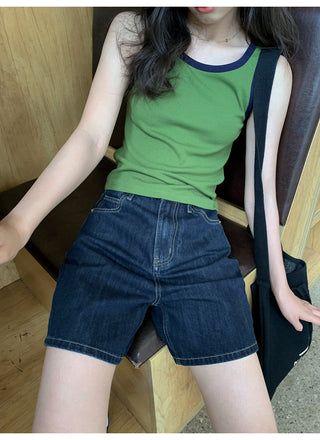 dark denim shorts