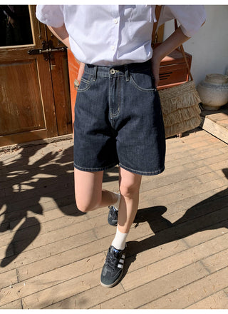 dark denim shorts