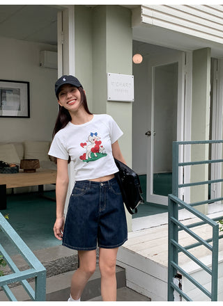 dark denim shorts