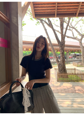 contrast cotton tee