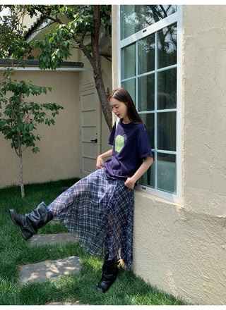 asymmetric plaid skirt