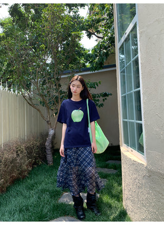 asymmetric plaid skirt