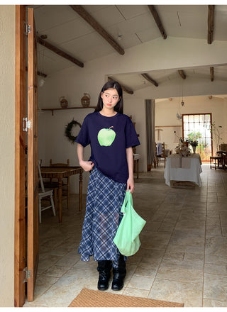 asymmetric plaid skirt