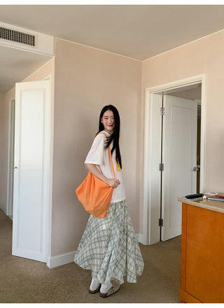 asymmetric plaid skirt