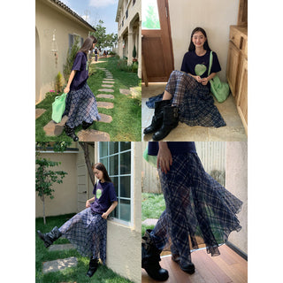 asymmetric plaid skirt