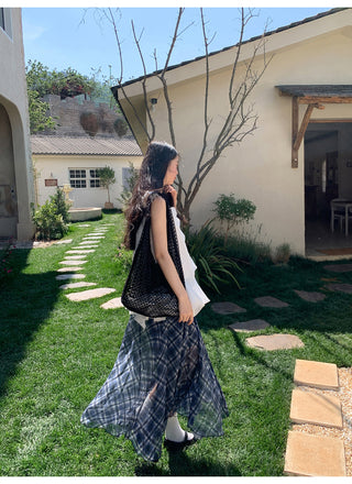 asymmetric plaid skirt