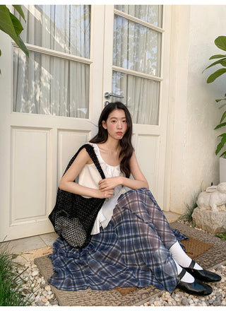 asymmetric plaid skirt