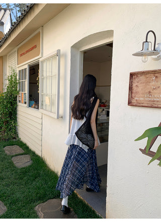 asymmetric plaid skirt