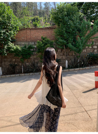 asymmetric plaid skirt