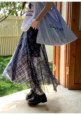 asymmetric plaid skirt