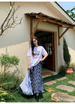 asymmetric plaid skirt