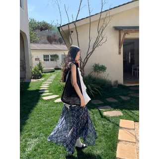 asymmetric plaid skirt