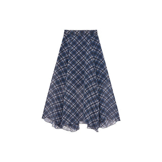 asymmetric plaid skirt