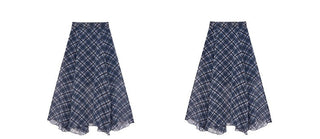 asymmetric plaid skirt