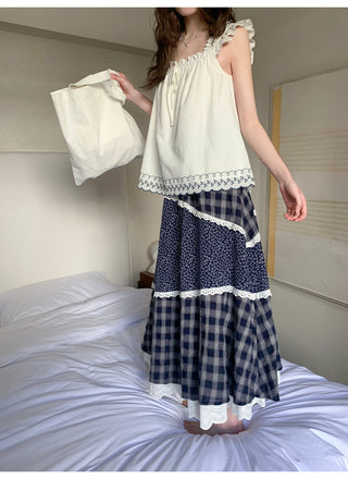 floral plaid skirt