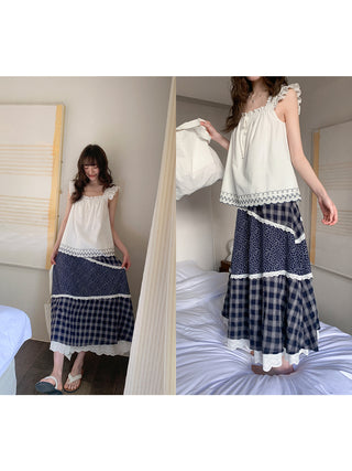 floral plaid skirt