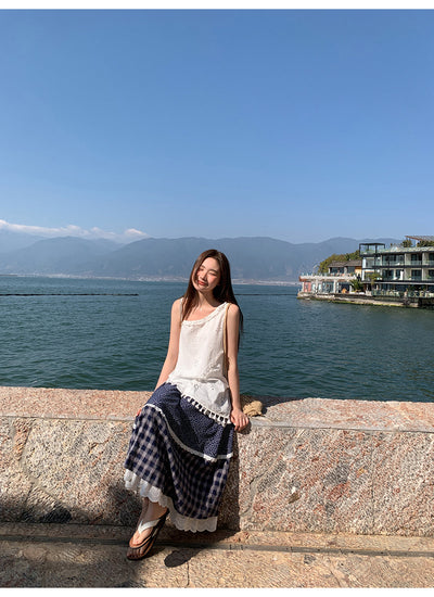 floral plaid skirt