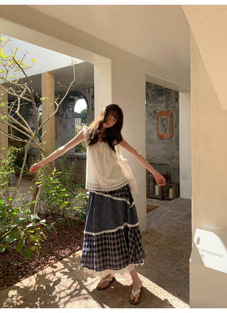 floral plaid skirt