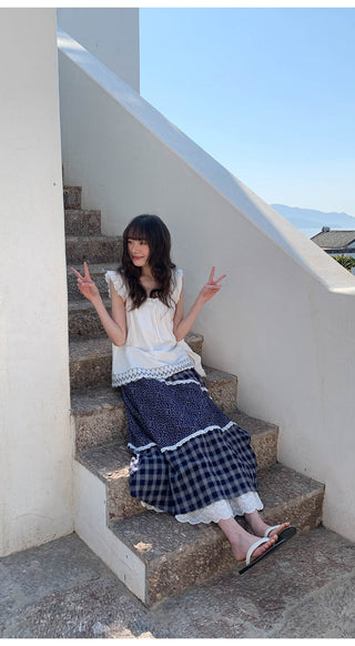 floral plaid skirt