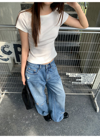 ripped wide jeans