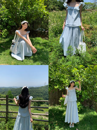 blue ruffle set