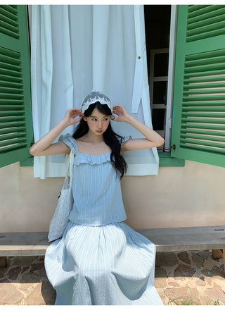 blue ruffle set