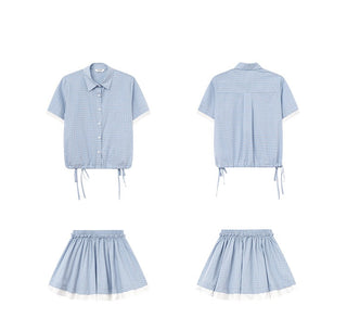 blue plaid set